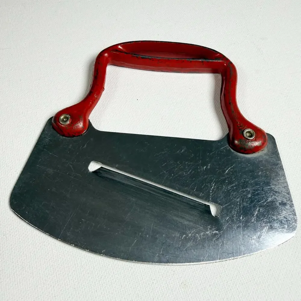 Vintage Stainless Steel Chopper/ Mezzaluna Dual-blade Slicer Cast Iron Handle